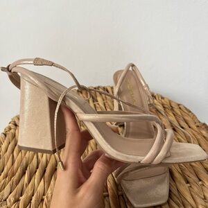 Women's Strappy Block Heel Sandals - Nude